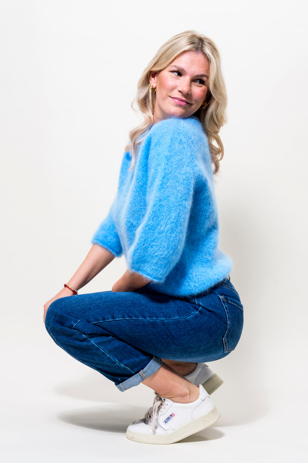 Mohair Pullover blau
