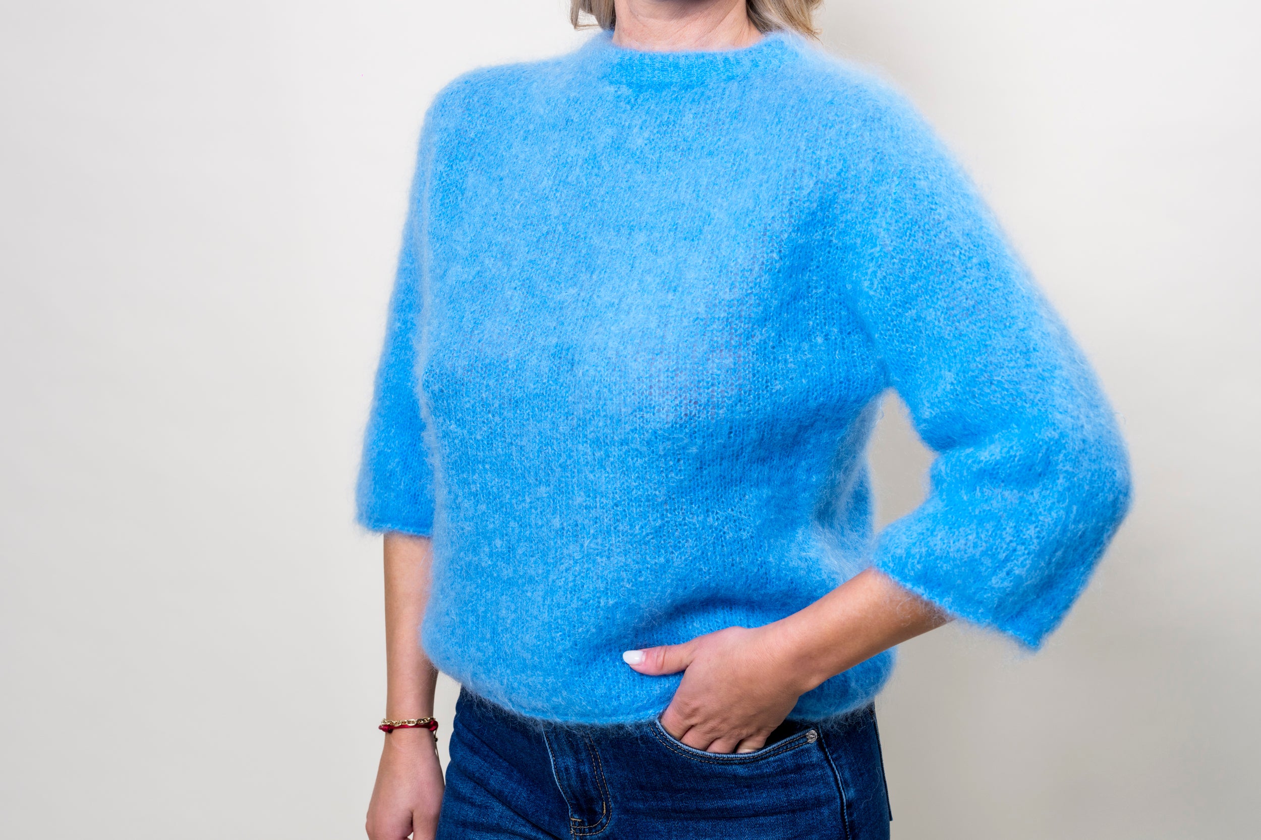 Mohair Pullover blau