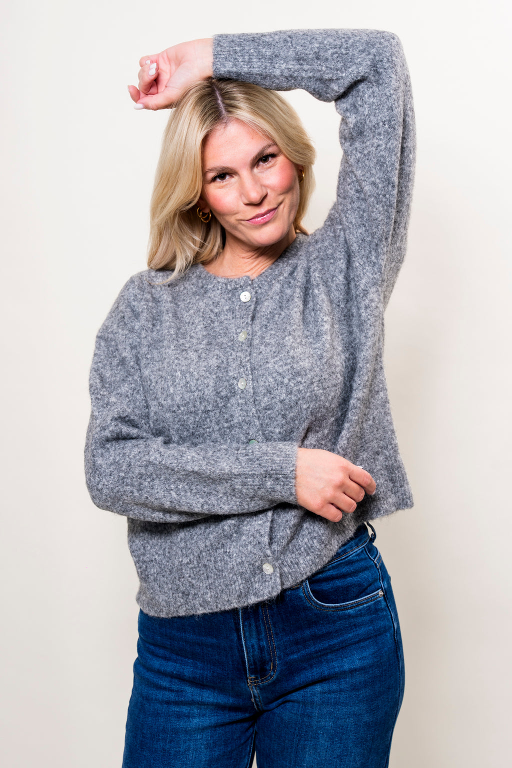 Onesize Strickjacke grau meliert
