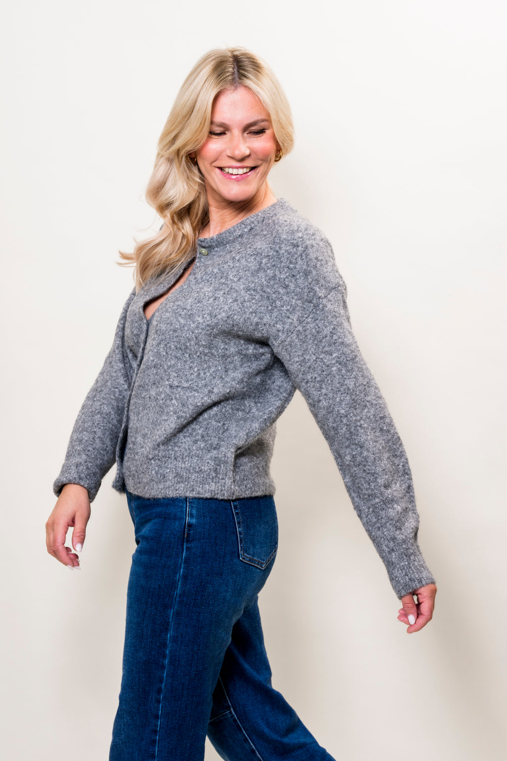 Onesize Strickjacke grau meliert