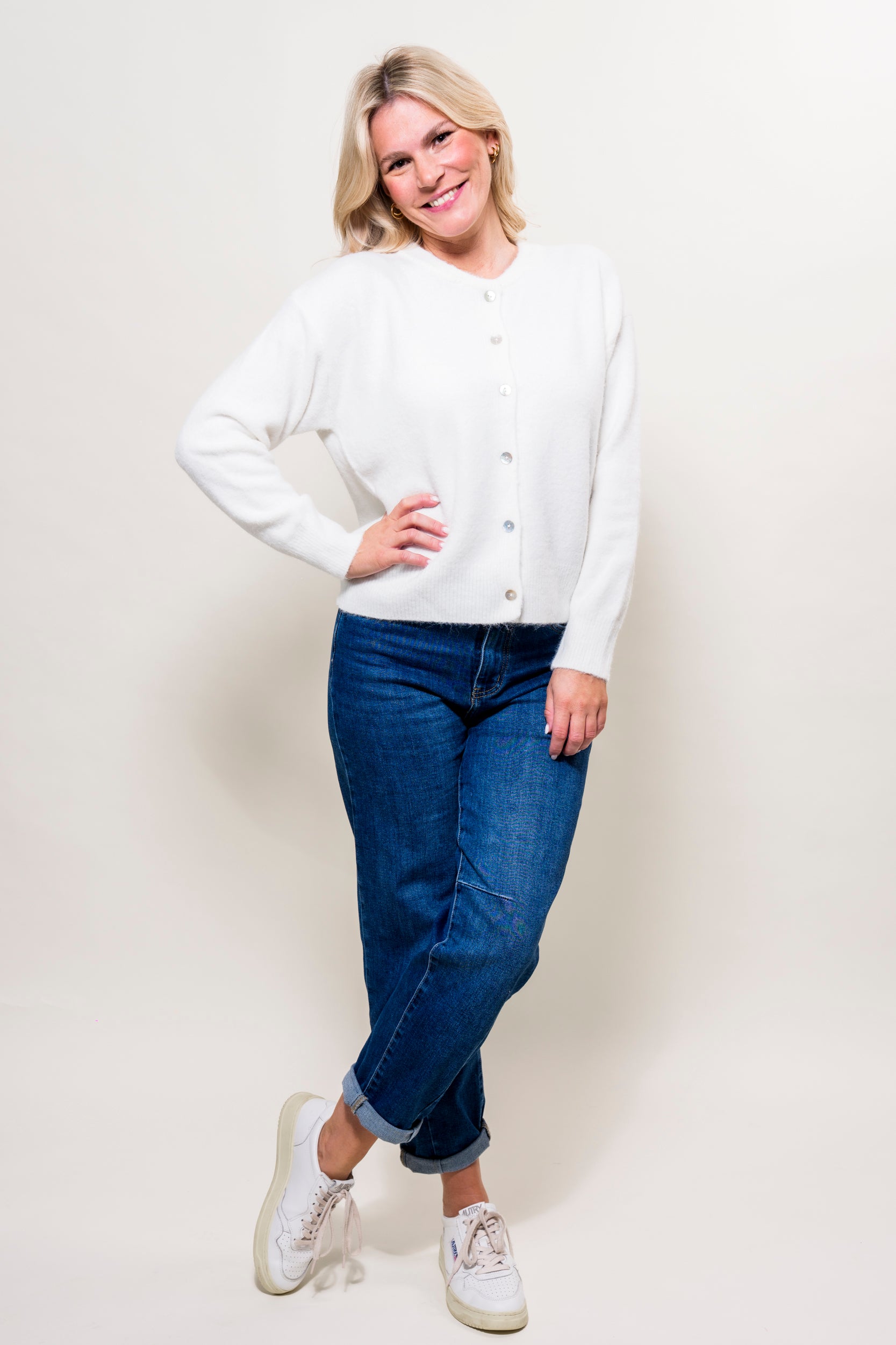 Onesize Strickjcke wollweiß