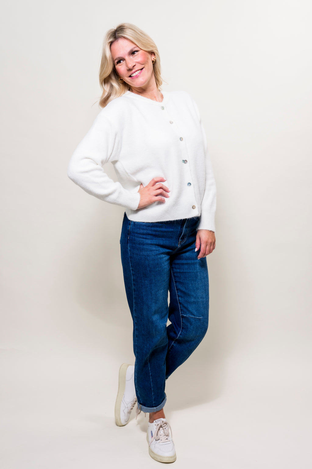 Onesize Strickjcke wollweiß