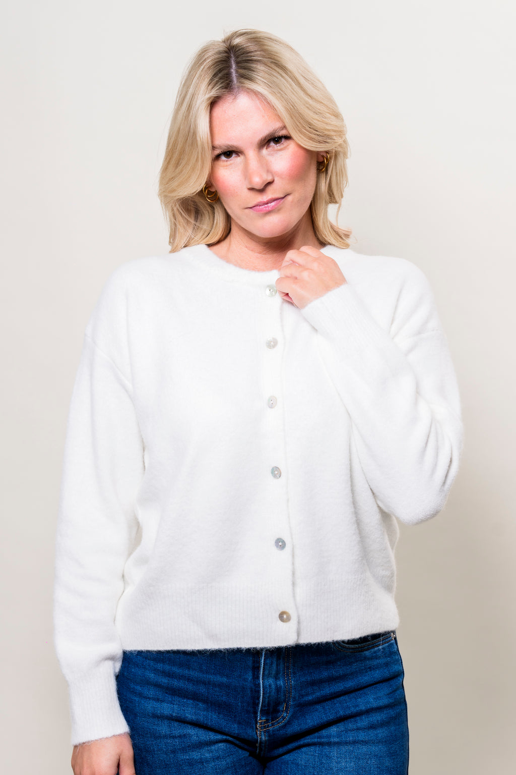 Onesize Strickjcke wollweiß