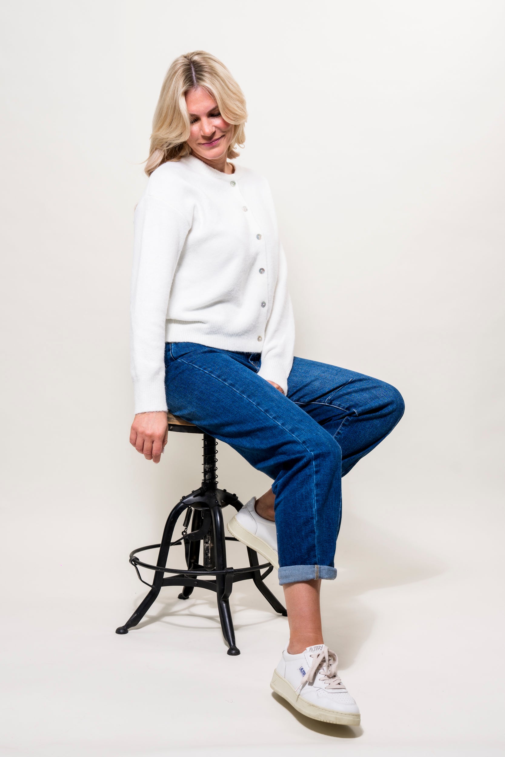 Onesize Strickjcke wollweiß