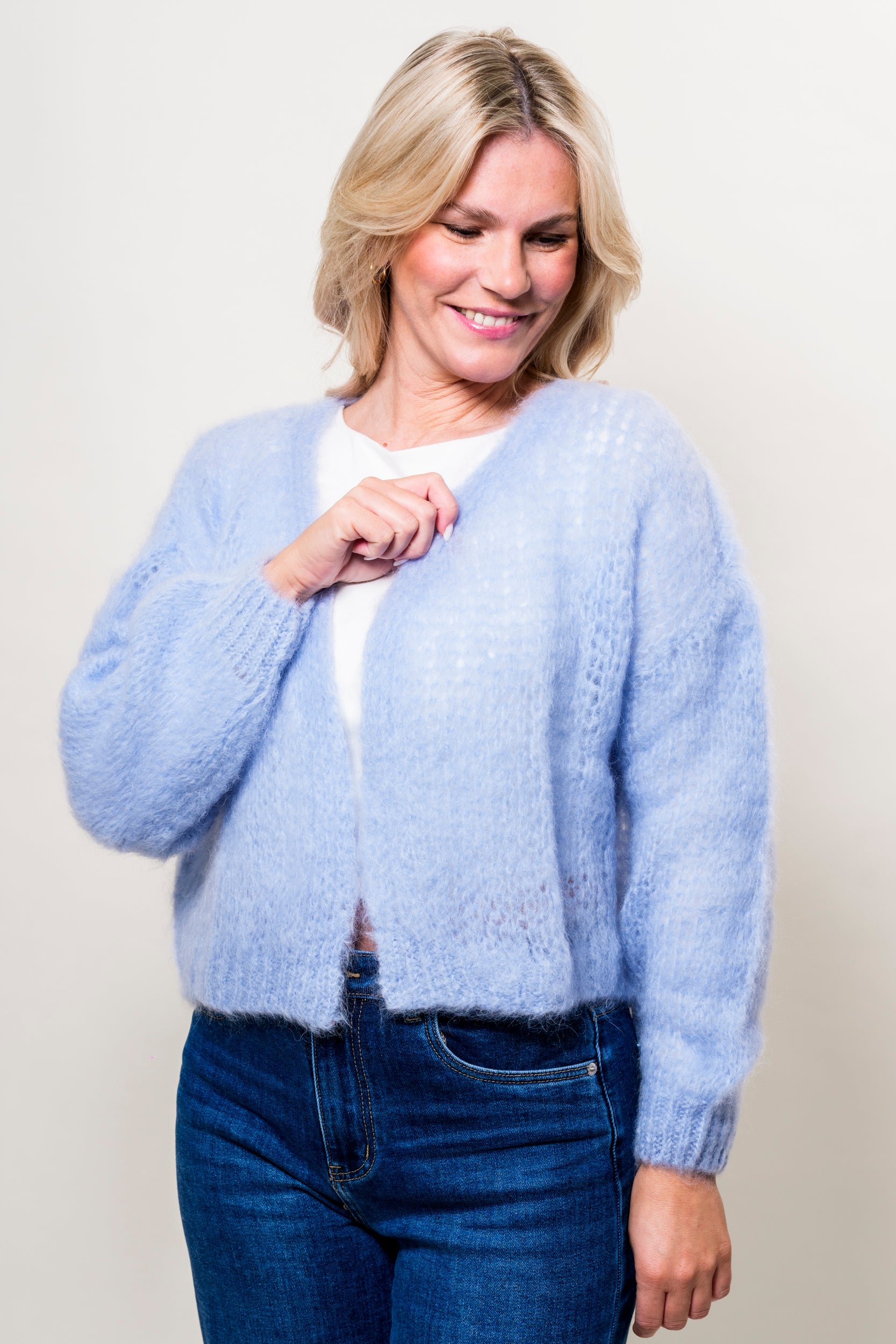 Strickjacke hellblau Onesize