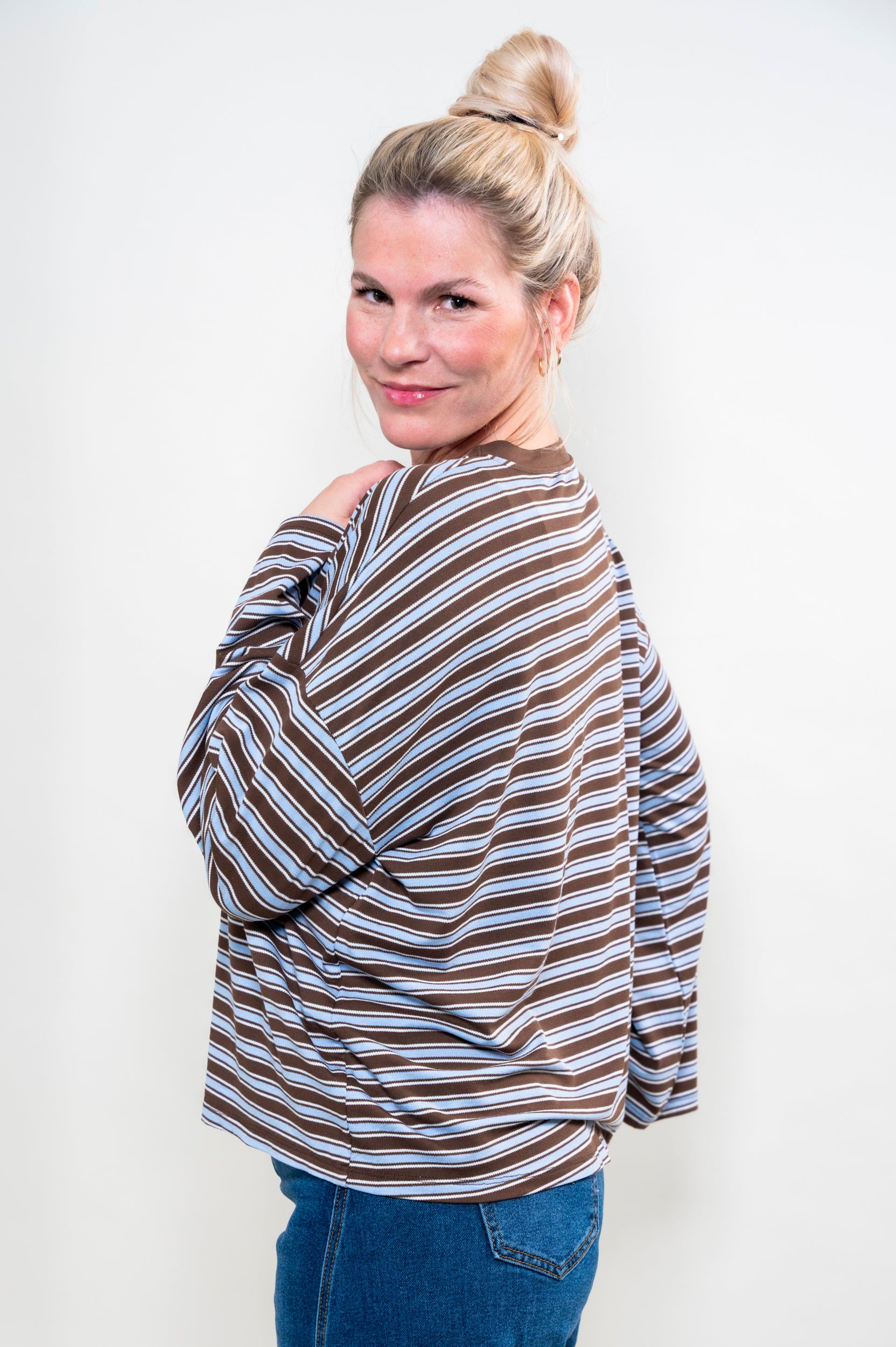 Streifen Longsleve braun/blau