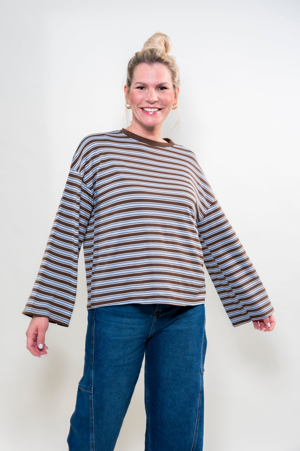 Streifen Longsleve braun/blau