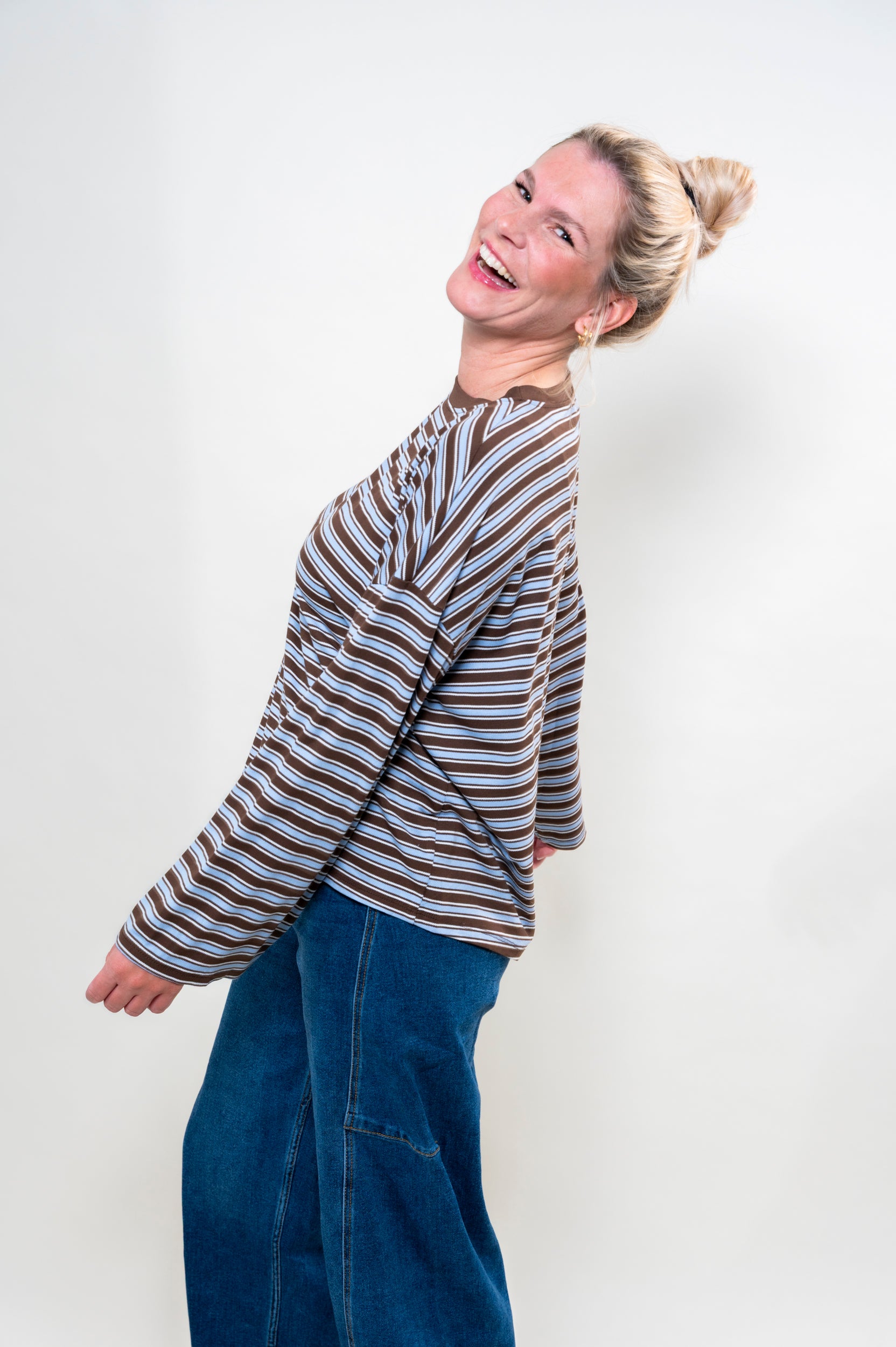 Streifen Longsleve braun/blau